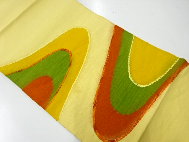 アンティーク　手織り紬流水模様織出し名古屋帯